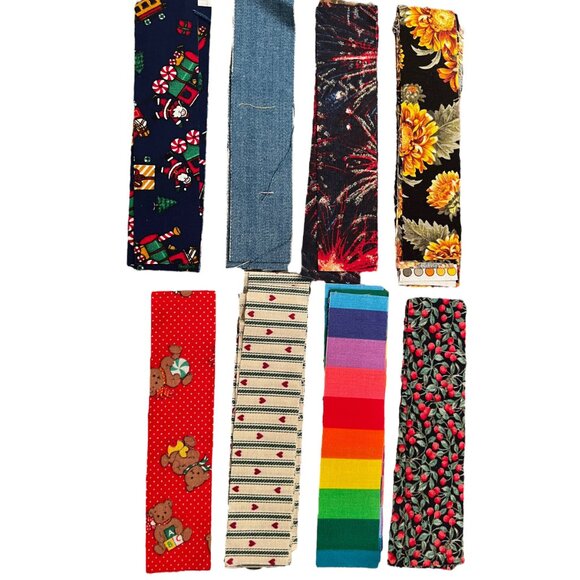 Lot of 78 Quilt Strips 6.5” x 1.5” Vintage Floral Christmas Dogs Plaid Tweetie - Picture 3 of 9